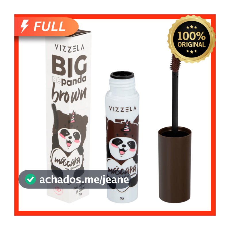 Máscara para Cílios Big No Panda Brown Vizzela 5g - 100% Original Rímel a Prova D'agua