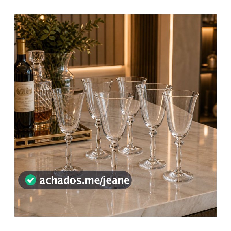 Jogo De 6 Taças Para Vinho Tinto 250ml Angela Crystal Bohemia