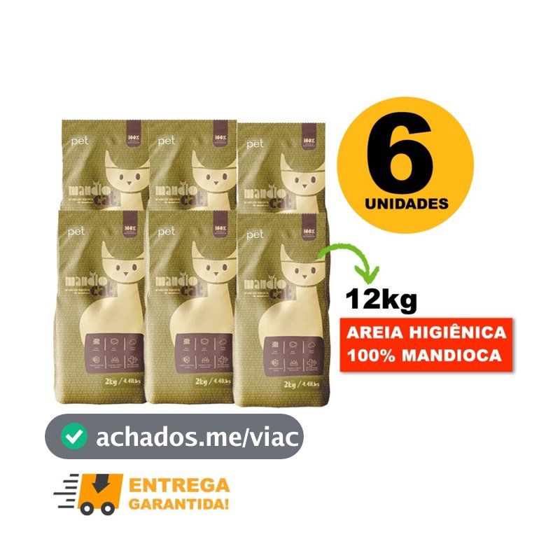 Areia de Gato MandioCat Biodegradável higiênica natural 100% Mandioca-Envio Rápido