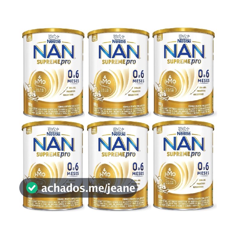 Kit 6 Latas NAN Supreme 0 a 6 Meses Fórmula Infantil 800g cada (AMARELO) EQ.1