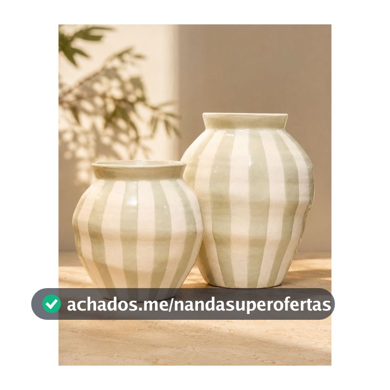 Vaso Cerâmica Verde Decorativo Casa Sala Decoração Mesa Minimalista Moderno Design Ambiente Aparador