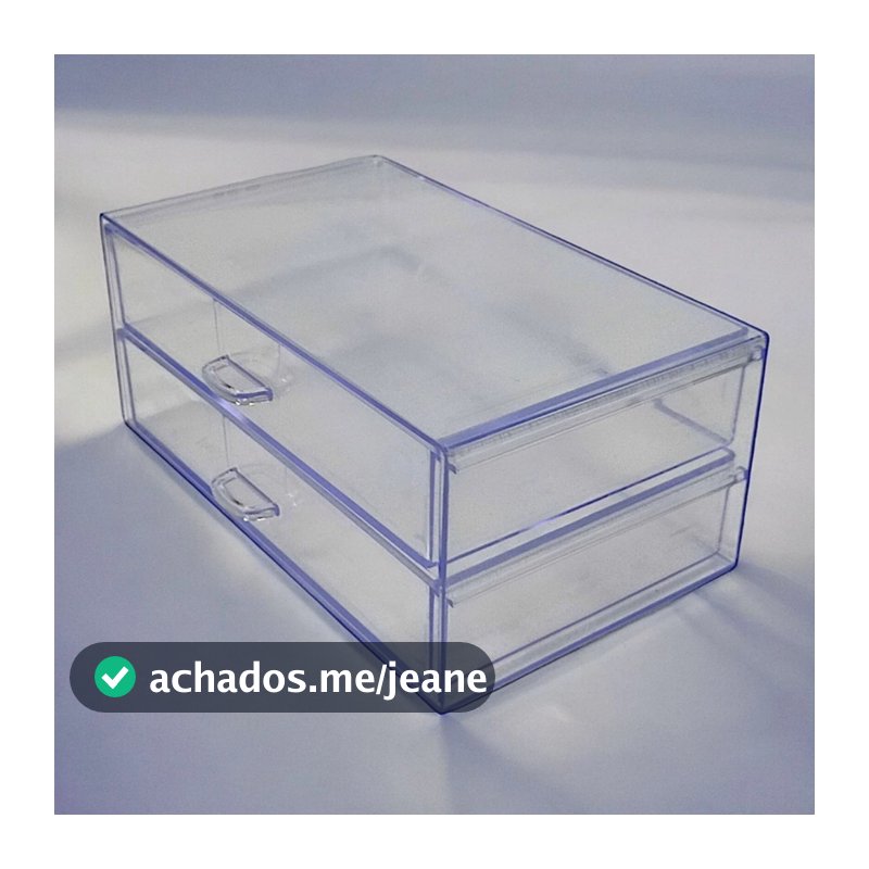 Organizador de Maquiagem Acrílico Porta Cosméticos Joias 2 Gavetas Resistente Multifuncional