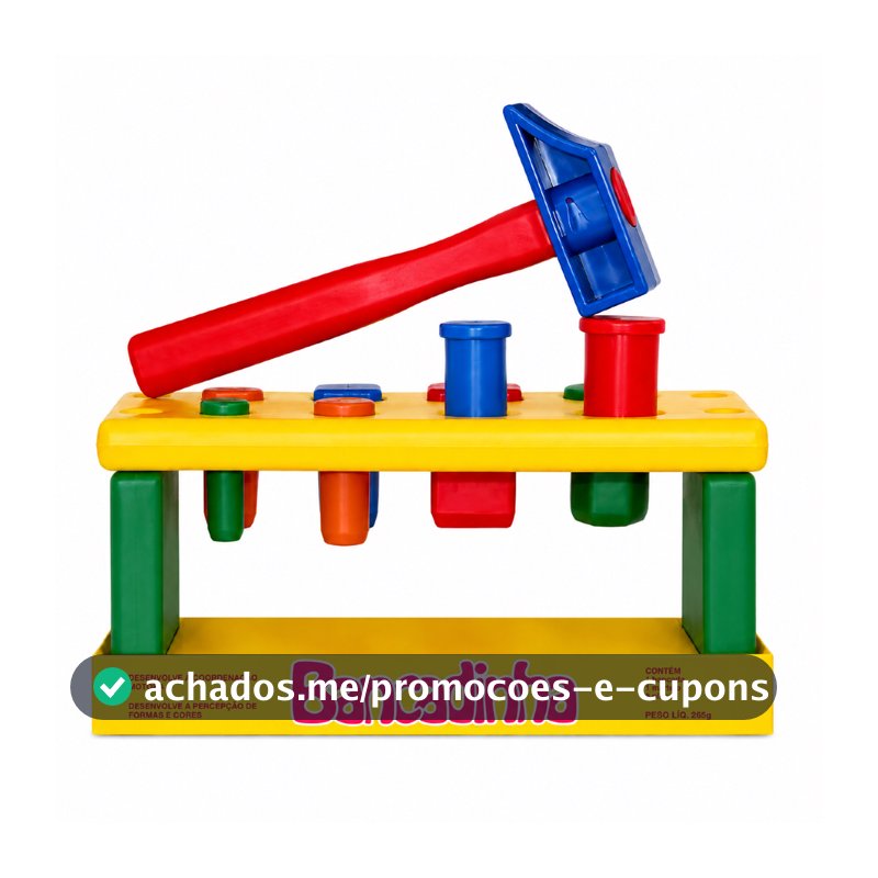 Brinquedo Educativo Para Bebê Bancadinha c/ Pinos e Martelo