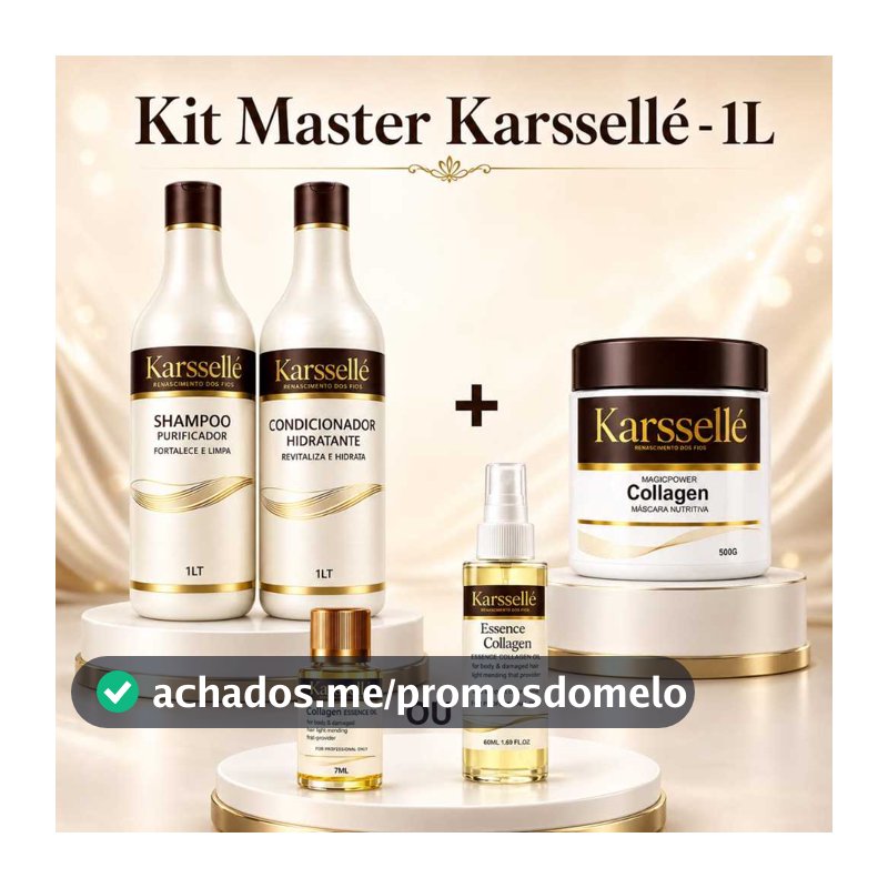 Kit Shampoo 1LT + Condicionador 1LT + Máscara 500g + Oleo 7ml OU 60ml - Karssellé