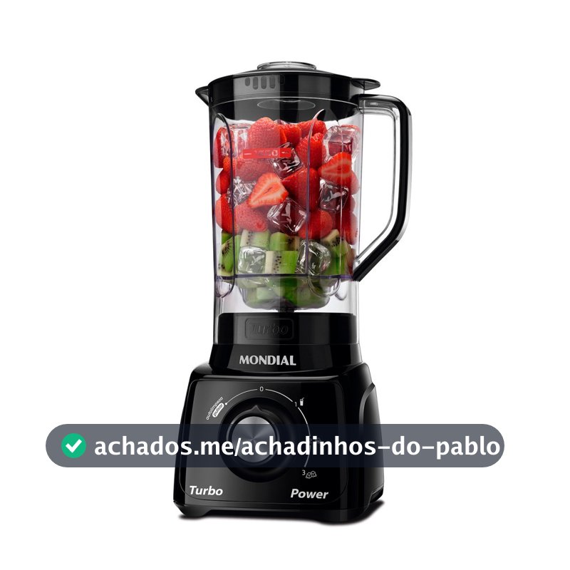 Liquidificador 3 velocidades Turbo Power preto - L-99FB - Mondial