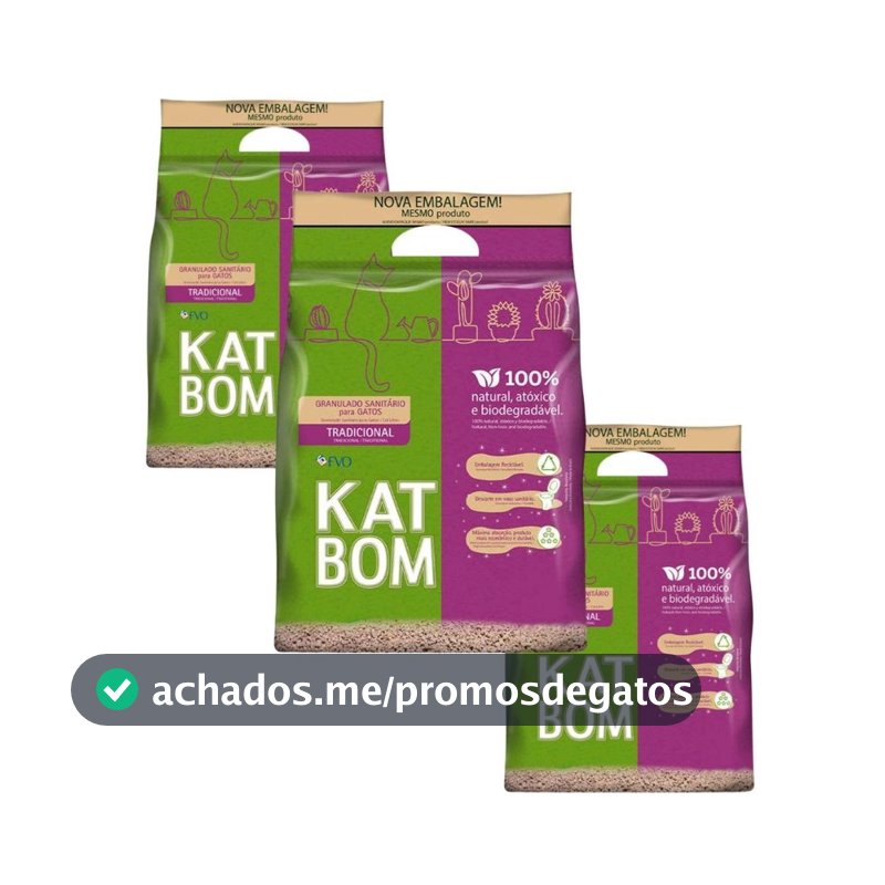 Kit 3 Granulado Sanitário Katbom Natural para Gatos - 3 Kg