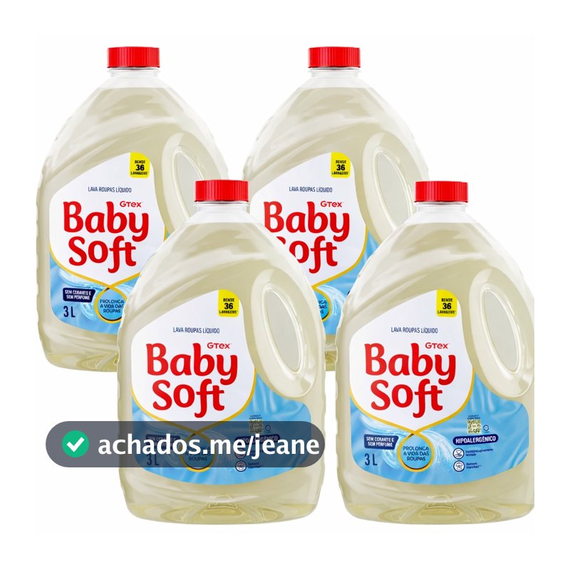 Kit 4 Lava Roupas Líquido Baby Soft Max Cuidado - 3l