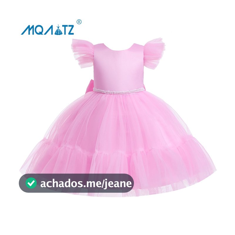 MQATZ Vestido Sem Costas De Festa Para Crianças Meninas Princesa Menina Dama De Honra L5293