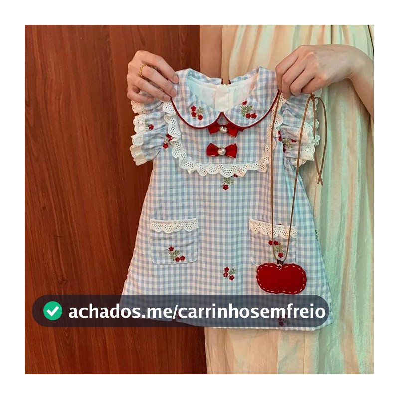 Vestido de Verão para Meninas com Top de Alças Xadrez, Laço Bordado e Renda, Vestido de Princesa