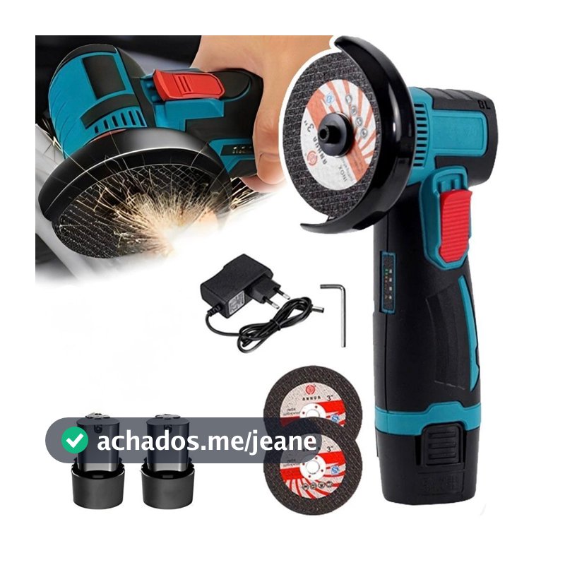Mini Esmerilhadeira Lixadeira 2 Baterias 12V Portátil 1000W 76mm 19500 RPM