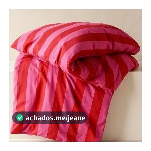 Edredom Listrado Vermelho com Rosa - Edredom Listrado Estiloso - Edredom Fofo