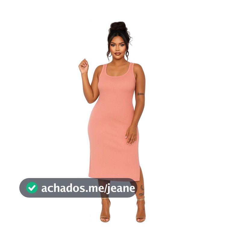 Vestido Básico de Verão Midi Regata Com Fenda REF: 274