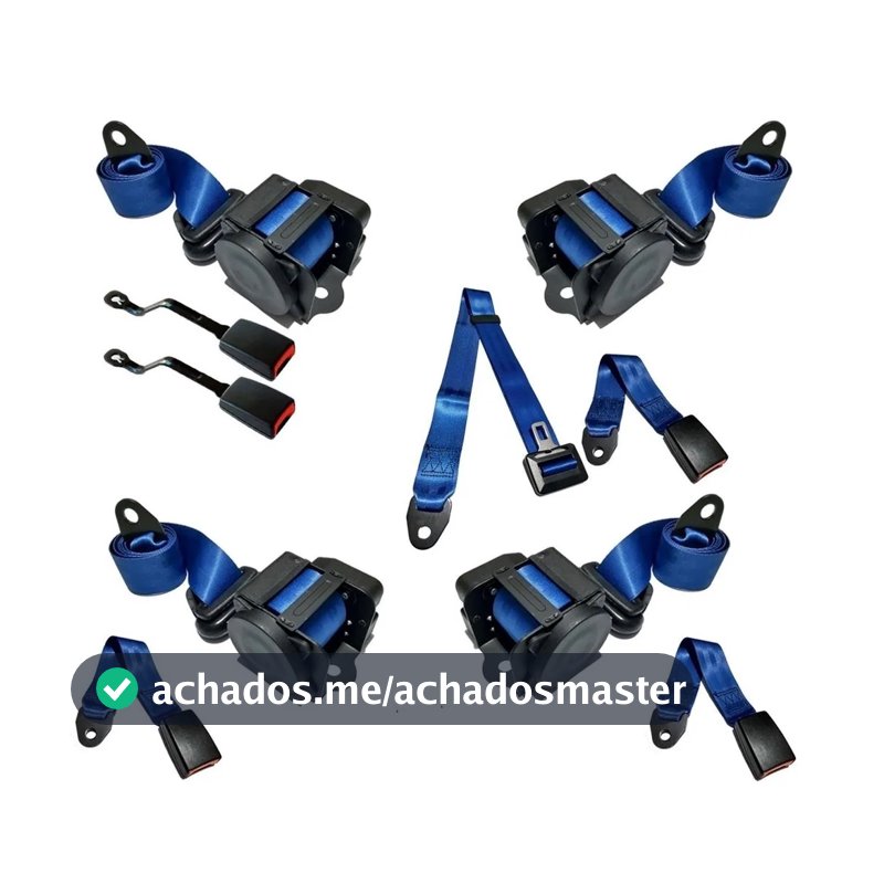 Kit Cinto De Segurança Completo Retrátil Vw Gol G3 5 Bancos AZUL