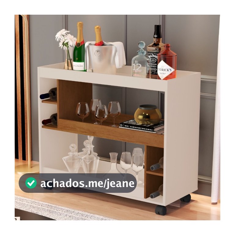 Aparador Buffet Multiuso com Adega e Rodízio Cantinho do Café Sala Cozinha Recepção Decoração Retrô