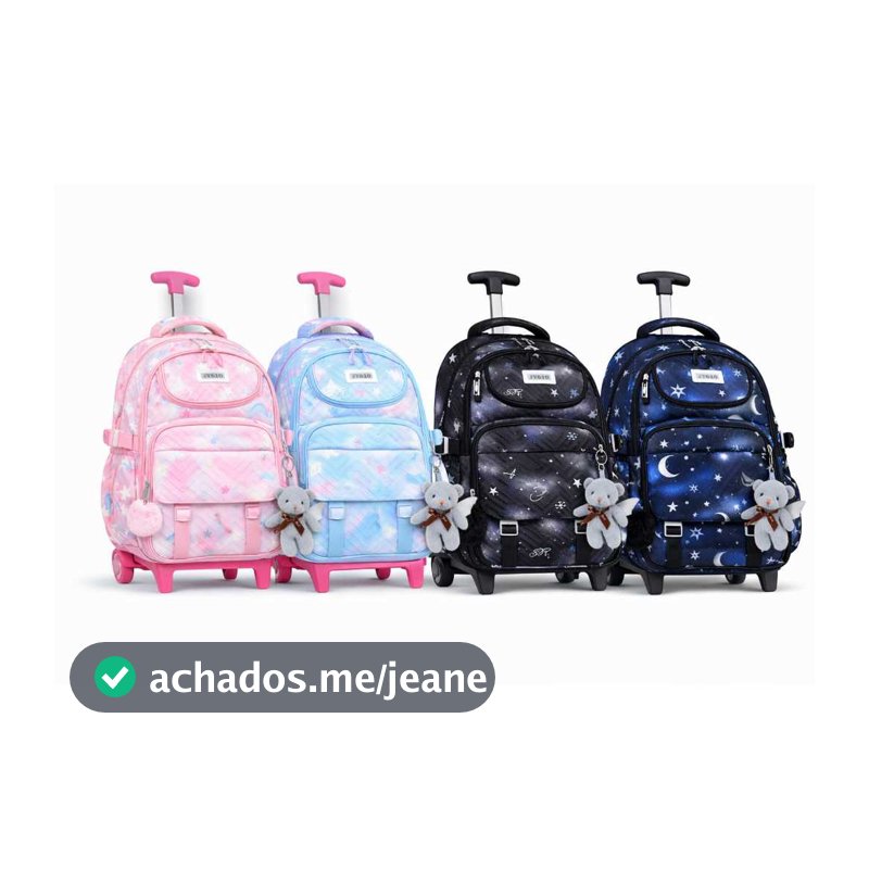 Mochila de Rodinha Feminina Juvenil com tipo porta que abre 180° Grande Confortavel e Impermeavel