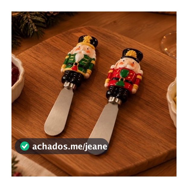KIT 2 Peças Espátula de Natal em Inox e Porcelana Design Soldadinho Quebra-nozes
