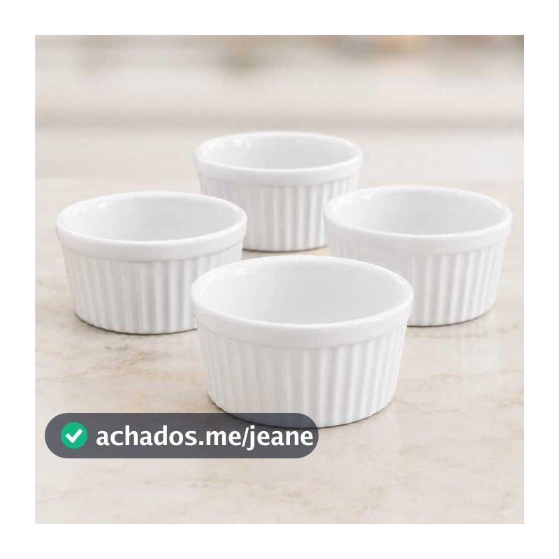 Kit Ramekins de Porcelana Branca canelada 150 ml para molhos petiscos sobremesas