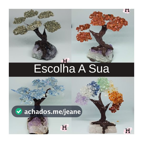 Arvore de Pedras Naturais Bruta Bonsai Tam. Pequeno Signos Cristal/Ametista/Pirita