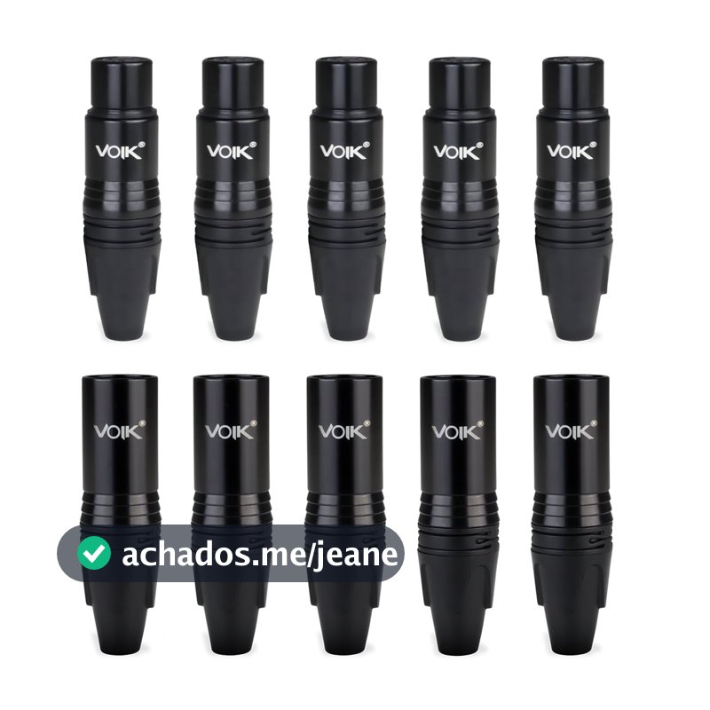 Kit 10 Plugs Canon Xlr Macho Fêmea Voik Pvk-pt Black Premium