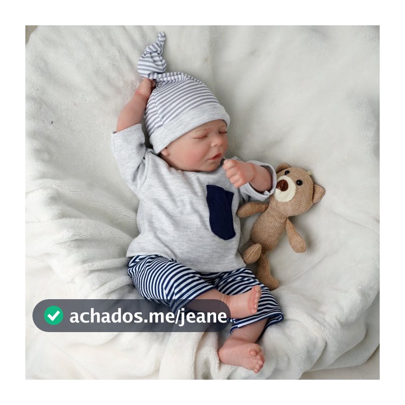 Bebê Reborn Menino Silicone 48cm Olho fechado Banho