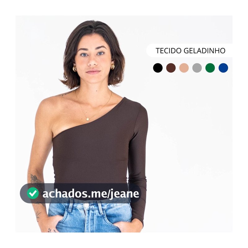 Body Um Ombro Só Feminino Manga Longa Tecido Poliamida Geladinho Suplex Premium Ombro Único Forrado