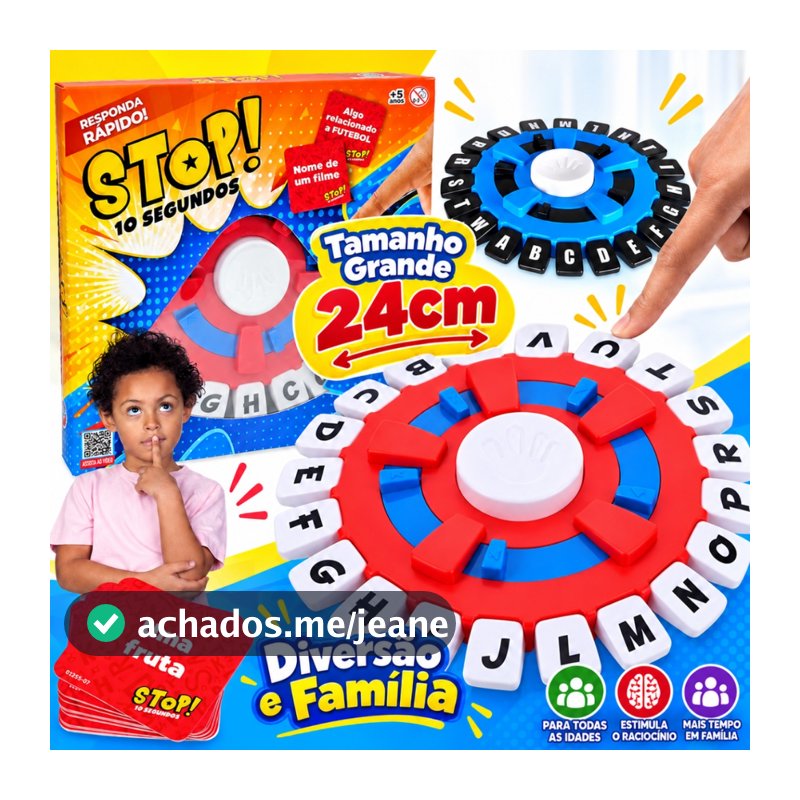 Jogo de Tabuleiro Stop Caça Palavras Português Responda Rápido Infantil Jogos Clássicos