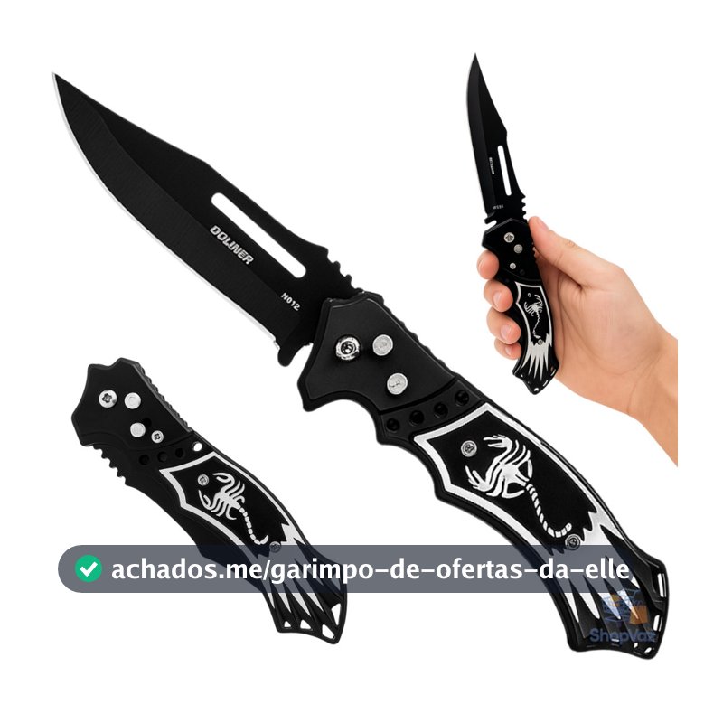 Canivete Automatico Saque Rapido Com Trava Clip de bolso metal inox Caça Pesca Camping  Escorpiao