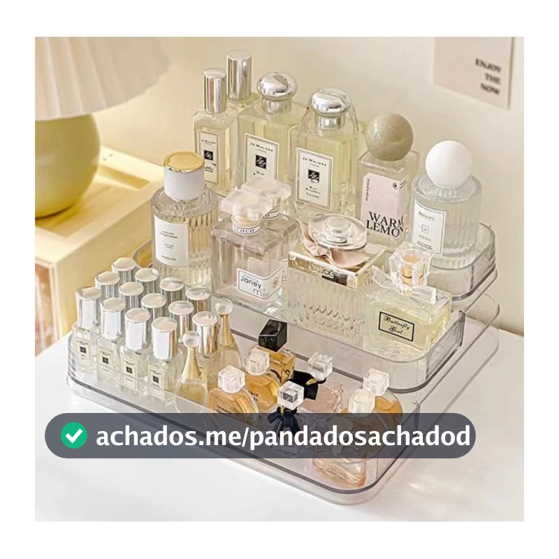 Expositor de Perfumes Cosméticos 3 Andares Multiuso Organizador Prateleira Diamante Acrílico Porta Maquiagem Beleza