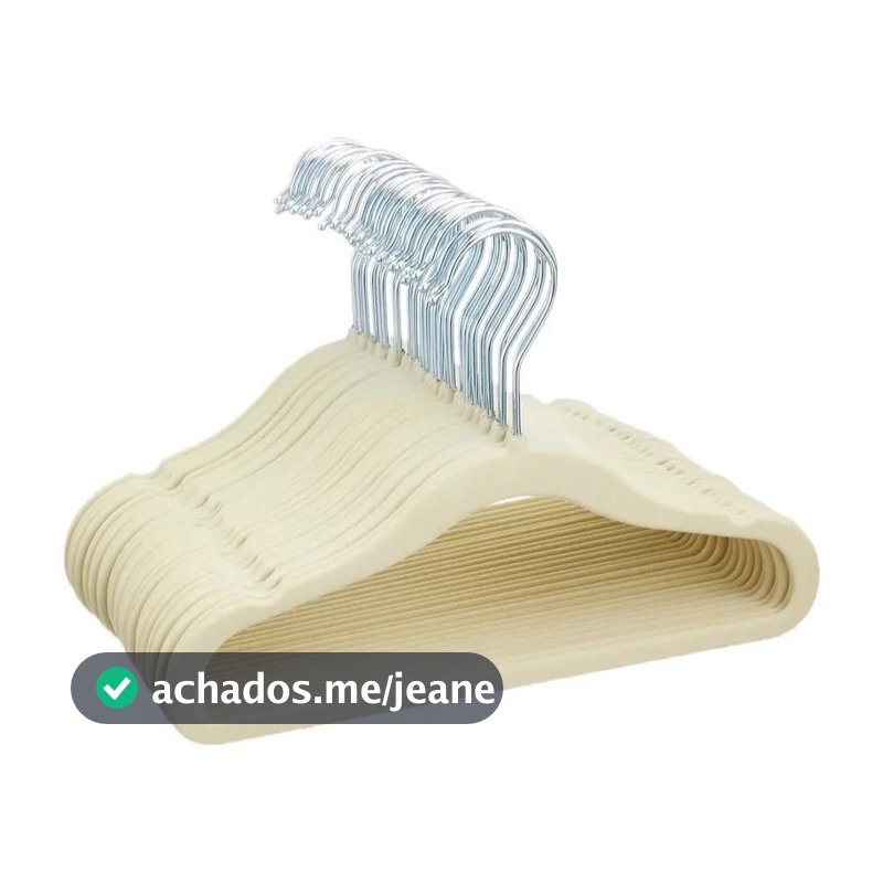 Kit 50 Cabide Infantil Veludo Slim Antideslizante Ultra Fino - Bege