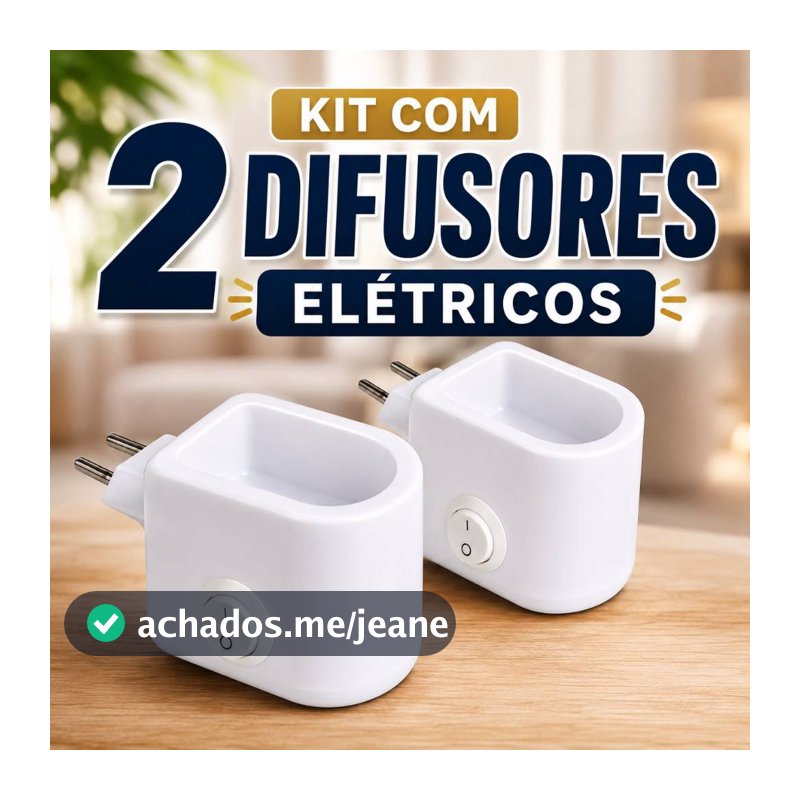 Kit 2 Difusor Elétrico De Ambiente Bivolt 30ml Maior Poder de Exalação