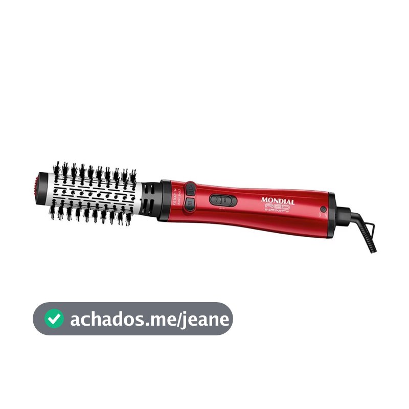 Escova Secadora Alisadora Modeladora Rotativa 3 Em 1  Bivolt  Mondial Red Infinity Keratin ER-11-KR