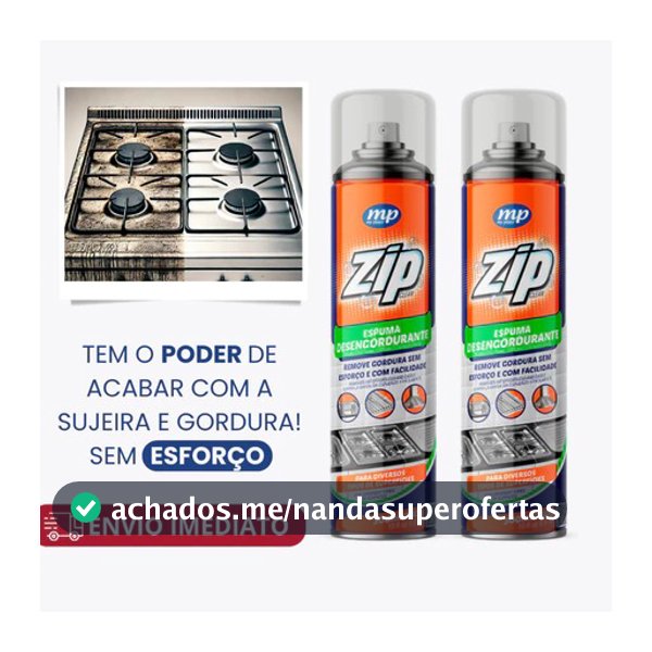 Espuma Desengordurante Spray Limpeza de Cozinha, Fogão e Gordura Pesada Zip Clean 300ml