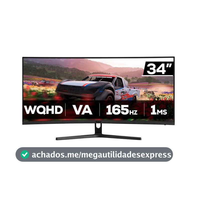 Monitor Gamer Pichau Nexus Wide 34S, 34 Pol, VA, Ultrawide, Curvo, 2K, 1ms, 165Hz, PG-NXS34S-BL01
