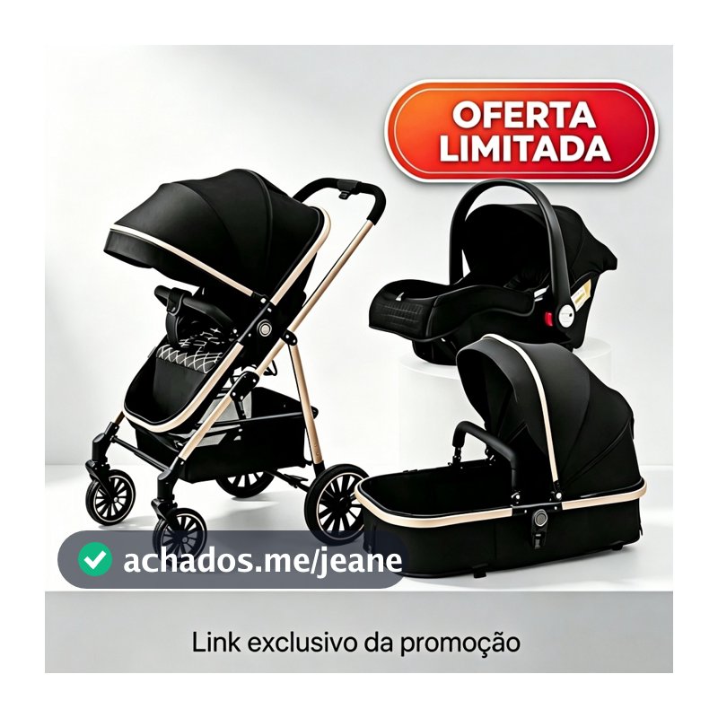 Carrinho de Bebê 3 em 1 Completo – Inclui Moisés e Bebê Conforto