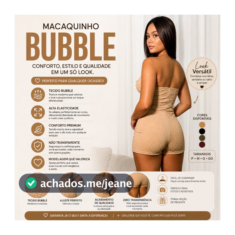 Macacão Feminino Curto Tomara Que Caia com Abertura Frontal em Tecido Bubble | Macaquinho Jardineira Moda Feminina