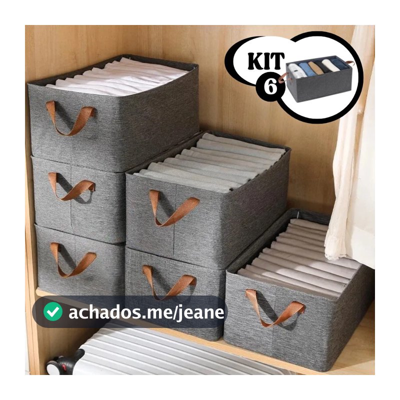 Organizadores para Guarda-Roupa – Kit 6 Caixas para Calças e Roupas