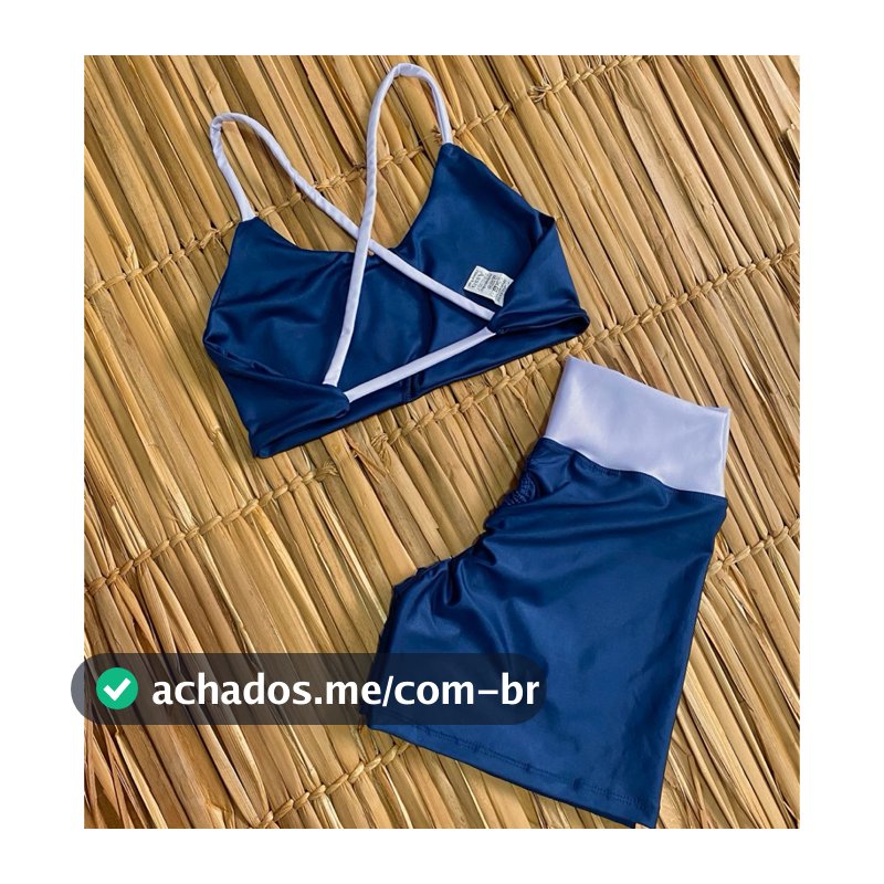 conjunto short empina bumbum top costas cruzadas fitness