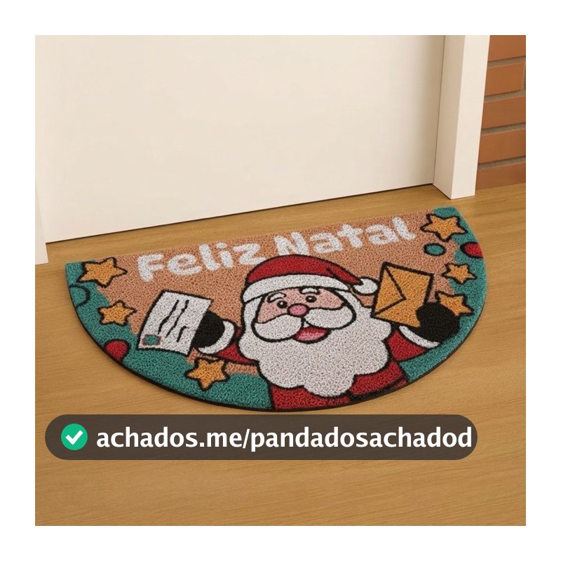 Tapete de Natal Fibra de Coco Antiderrapante Capacho Decorativo Entrada Xadrez Premium Casa Apartamento