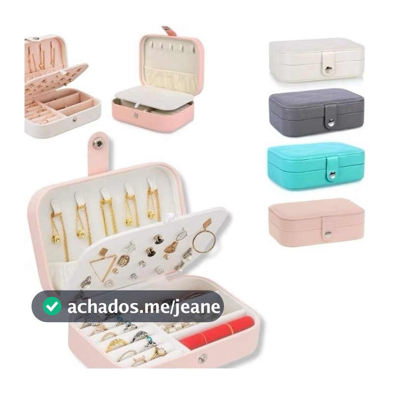 Porta Joias com Divisórias Para Anel Brinco Colar Viagem Portátil Bolsa Compacto