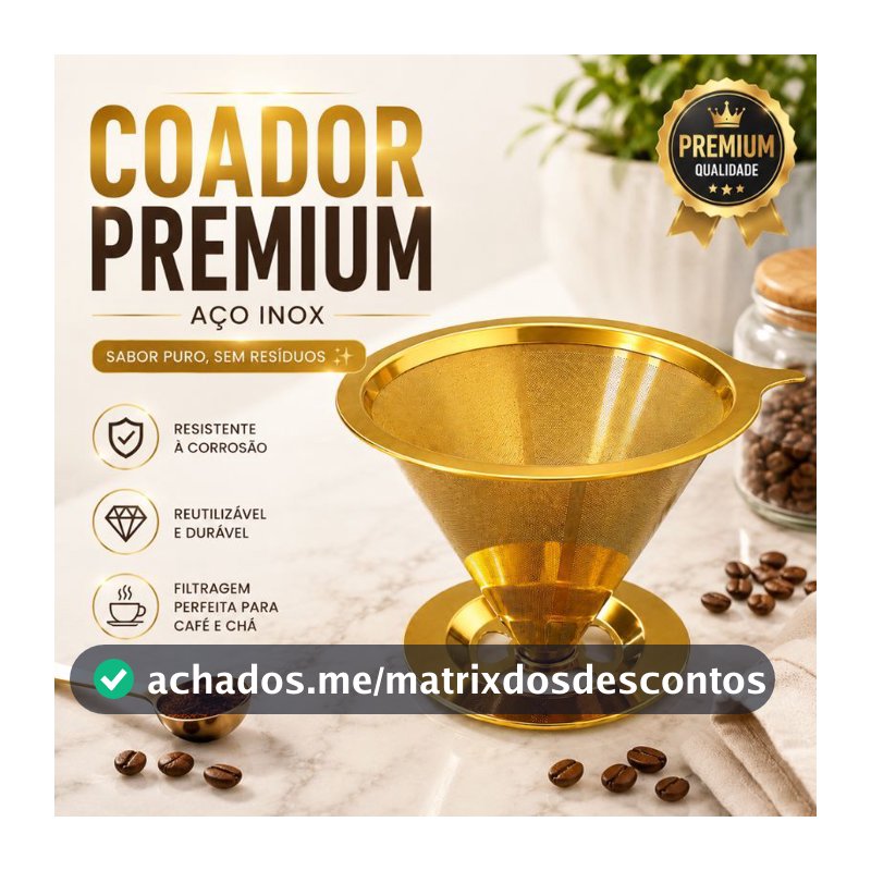 Filtro De Café Coador Inox 304(102) Grande Reutilizável Pour Over