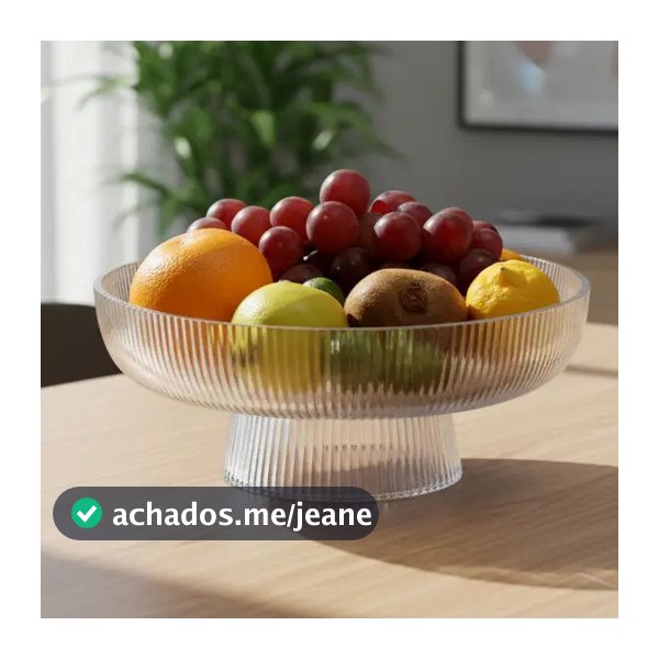 Centro de Mesa de Jantar com Pé de Vidro Transparente Graffiato 26cm Hauskraft