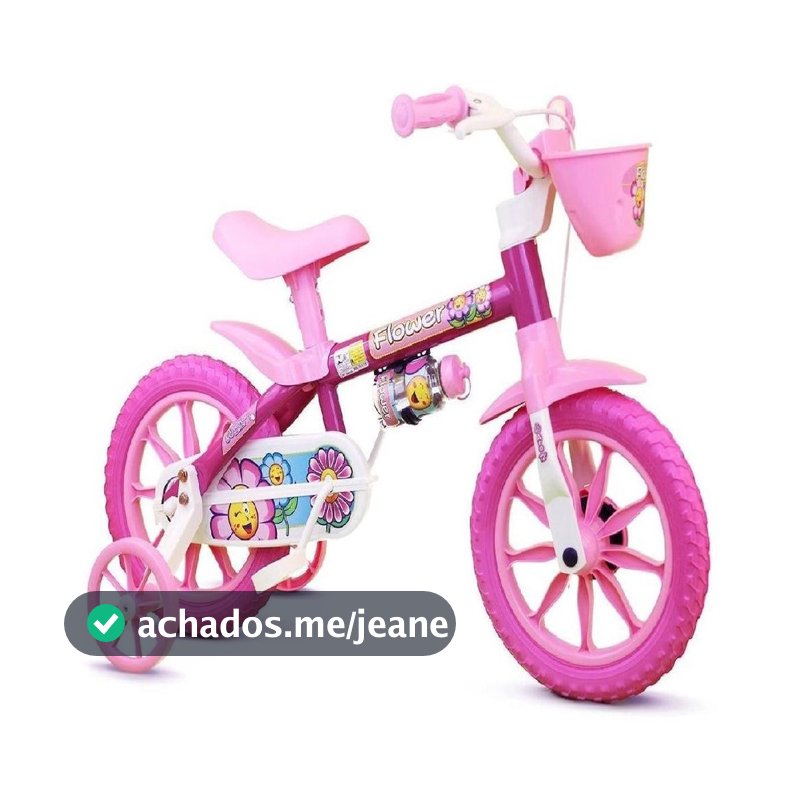 BICICLETA INFANTIL NATHOR FLOWER ARO 12 ROSA COM RODINHAS