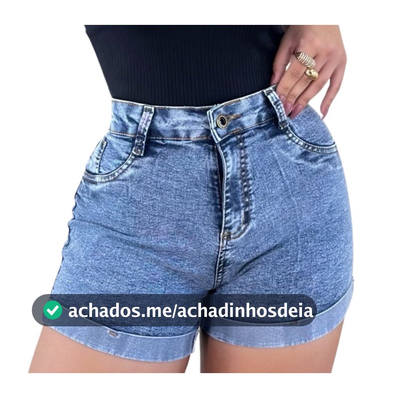 Short Jeans Feminino Comfort Cintura Alta com Lycra Escuro, Slz Jeans . .