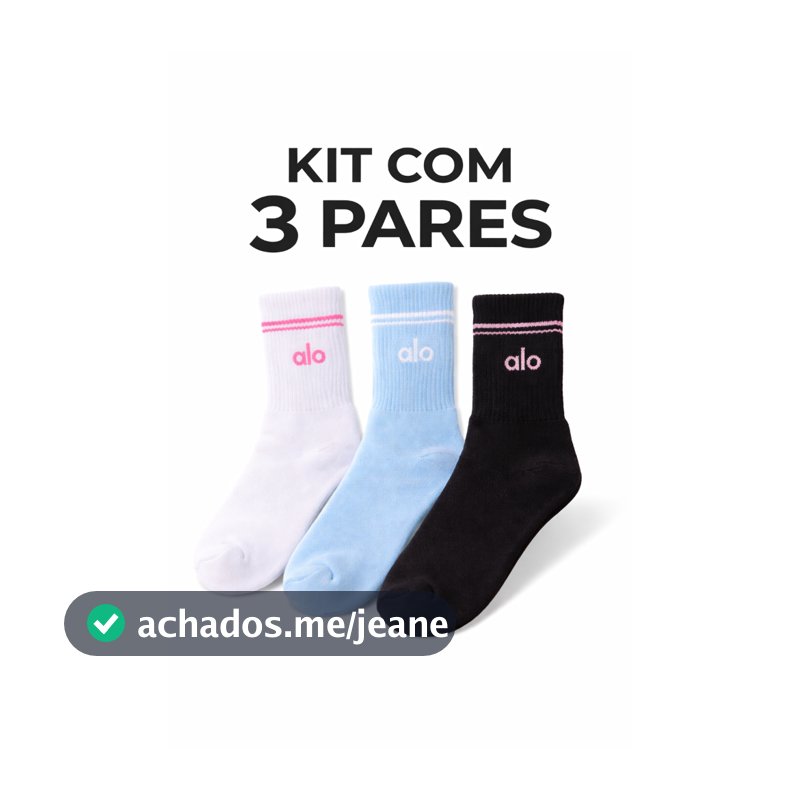 Kit 3 Pares de Meias Para Academia Fitness Algodão Cano Longo Qualidade Premium Unissex Para o Dia a Dia