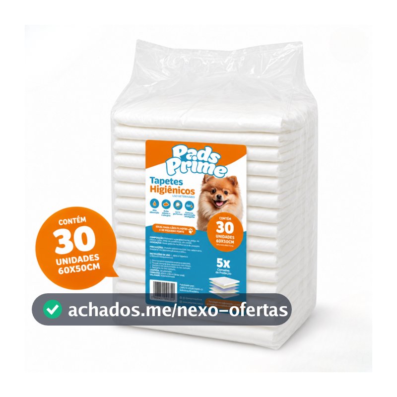 Tapete Higiênico para Cães 60x50cm 30 Unidades Pads Prime