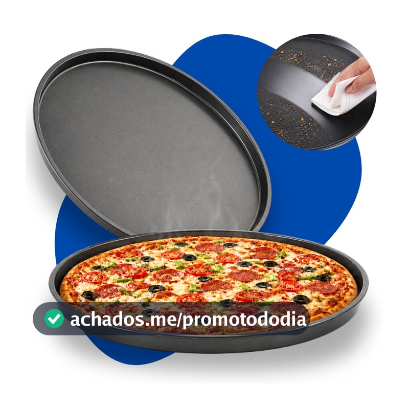 Forma de Pizza Grande Antiaderente Teflon 36cm Bandeja Assadeira Redonda Lanchonete Forno Resistente