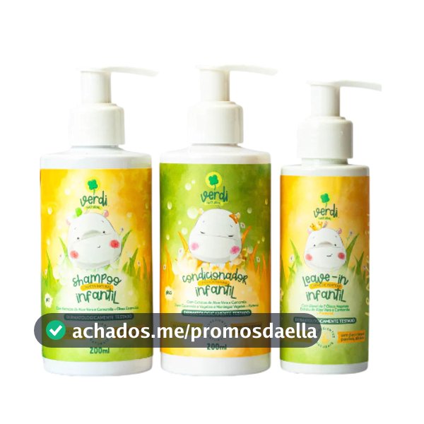 Kit Shampoo + Condicionador + Leave In Infantil Verdi Natural - Aloe Vera e Camomila e Pantenol