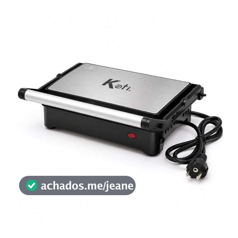 Grill e Sanduicheira Elétrica Multiuso Koti Elegance Toast Inox Antiaderente Esquenta Rápido 1000w 110V ou 220v