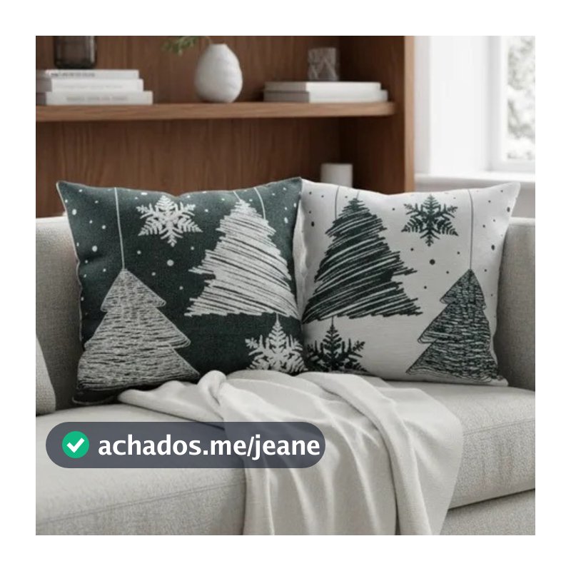 Almofada Natal com enchimento ou Capa de Almofada  Natalina em Tecido Jacquard  Decoracão Natal