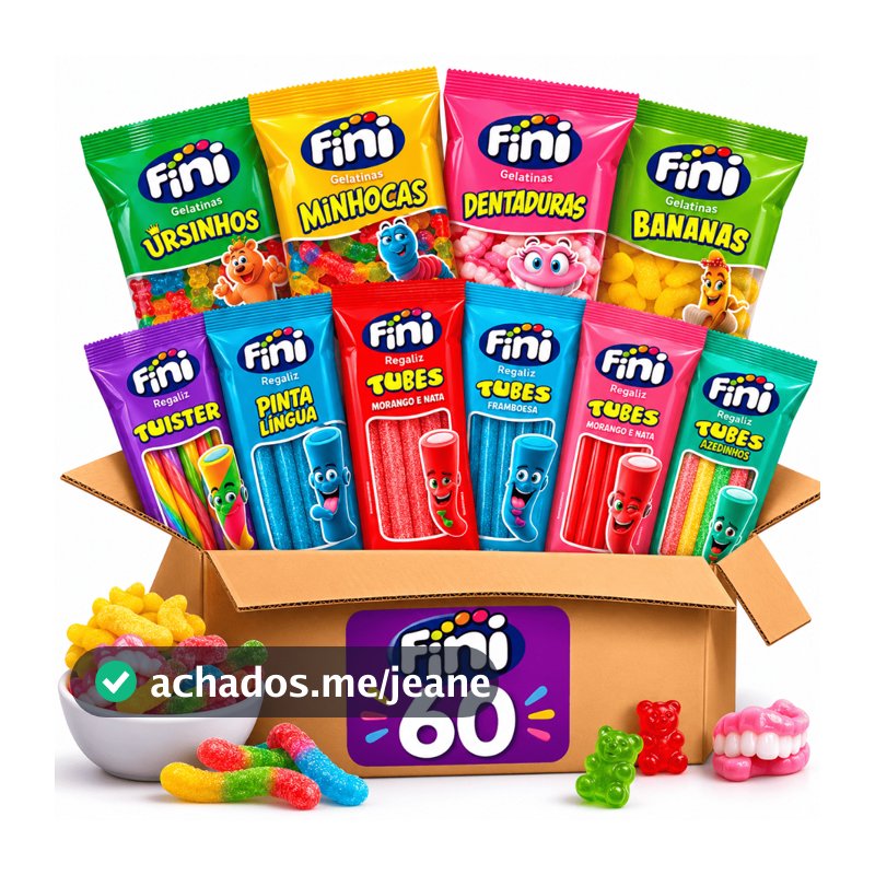 Kit 60 Pacotes Bala Fini Sortida 15g Sabores Variados Kit Festa Lembrancinha Doces